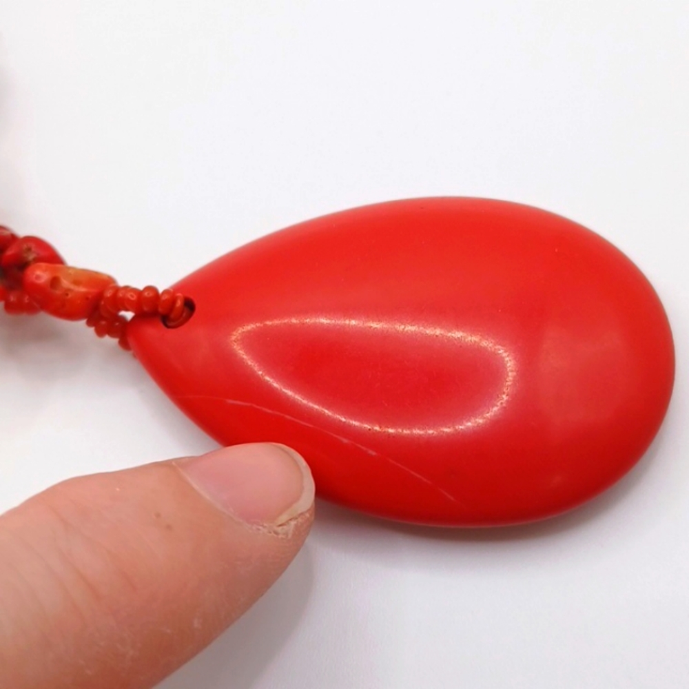 Red Coral Beaded Necklace - Picture 4 of 5